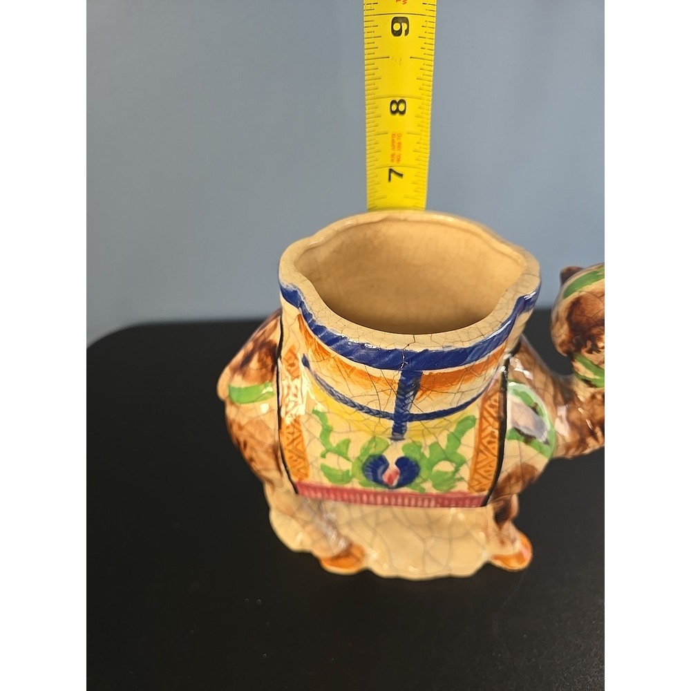 Vtg Japan Crackle Glaze Camel Planter Candle Holder - Middle Eastern Dromedary - Picture 15 of 16